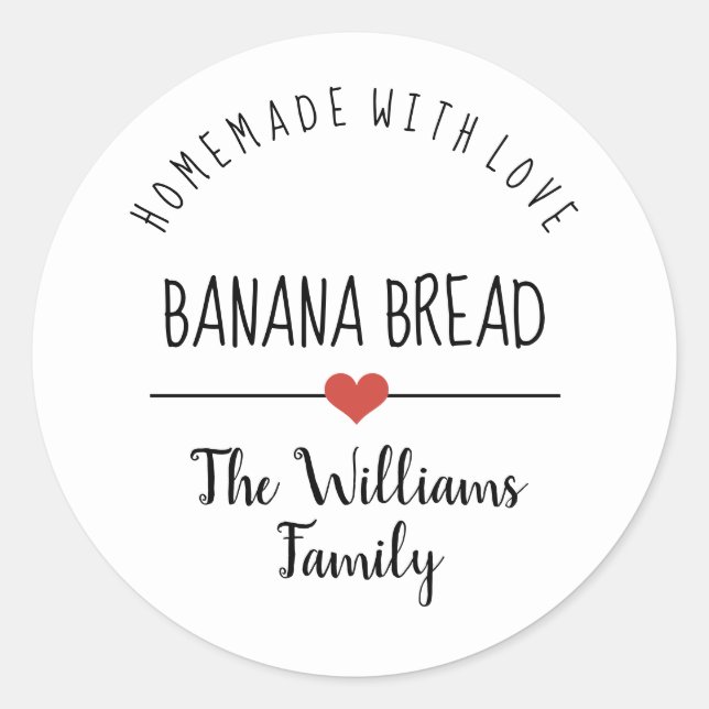 Sticker Rond pain de banane fait maison avec amour simple class (Devant)