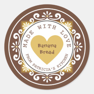 Sticker Rond Pain De Banane Fait Maison Fabriqué Avec Amour