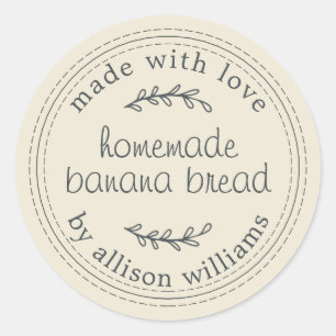 Sticker Rond Pain de banane fait maison rustique blanc antique