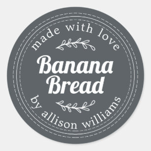 Sticker Rond Pain de banane fait maison rustique hors-noir