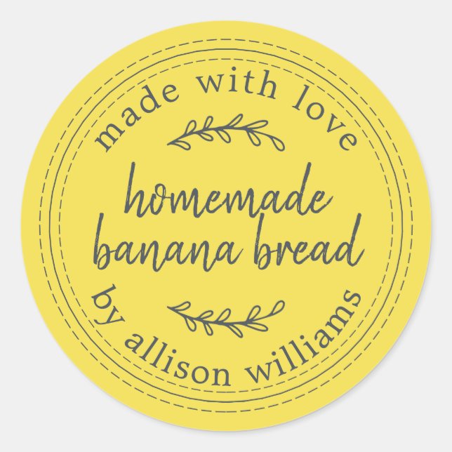 Sticker Rond Pain de banane fait maison rustique Jaune (Devant)