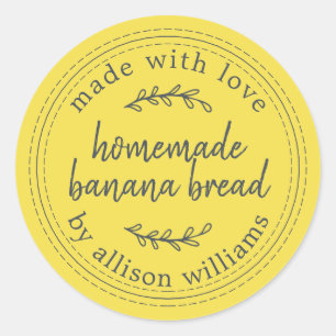 Sticker Rond Pain de banane fait maison rustique Jaune