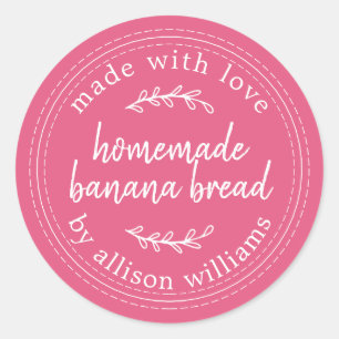 Sticker Rond Pain De Banane Fait Maison Rustique Rose Chaud