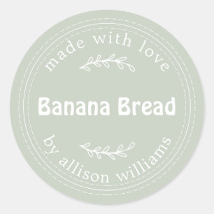 Sticker Rond Pain de banane fait maison rustique vert pastel