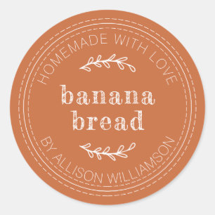 Sticker Rond Pain de banane maison rustique brûlé orange