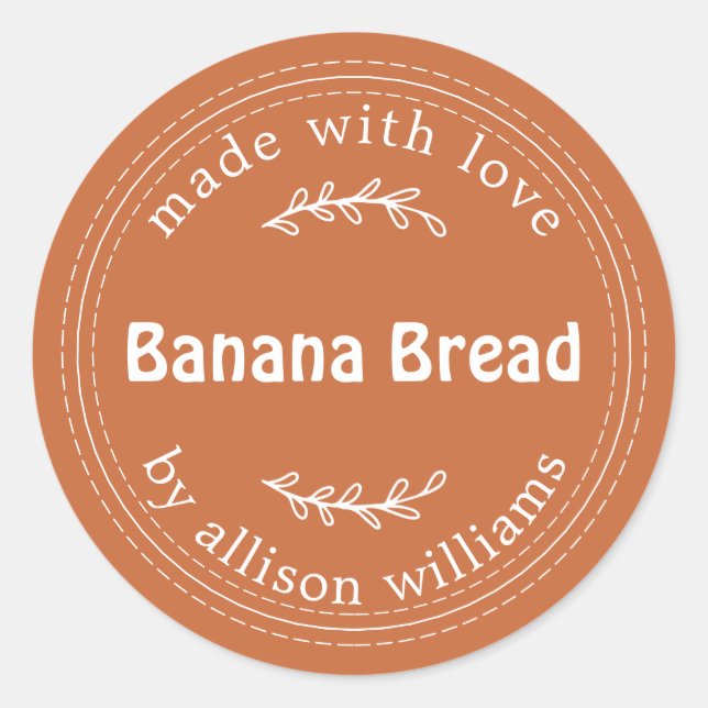 Sticker Rond Pain de banane maison rustique brûlé orange (Devant)