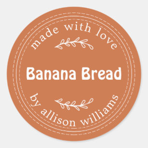 Sticker Rond Pain de banane maison rustique brûlé orange