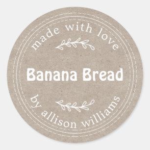 Sticker Rond Pain de banane maison rustique en papier kraft