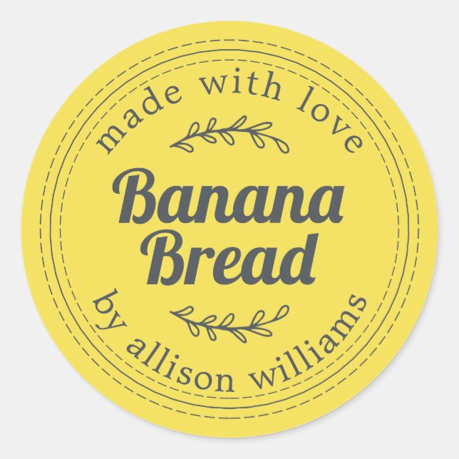 Sticker Rond Pain de banane maison rustique jaune (Devant)
