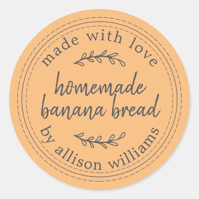 Sticker Rond Pain de banane maison rustique orange (Devant)
