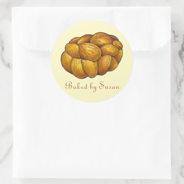 Sticker Rond Pain De Challah Juif Fabriqué Maison Bu Par (Sac)
