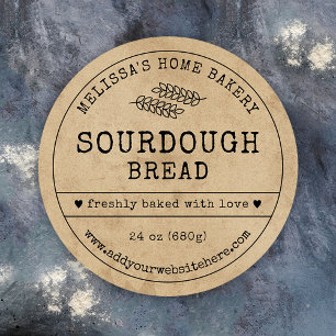 Sticker Rond Pain de pâte rustique Vintage boulangerie Étiquett