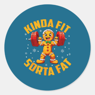 Sticker Rond Pain d'épice Assez en forme Un peu gros Gym Muscul