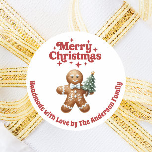 Sticker Rond pain d'épice de Noël homme fait main rouge blanc