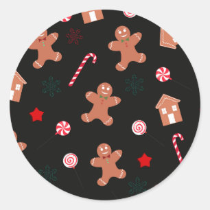 Sticker Rond Pain d'épice et friandises motif de Noël