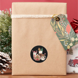 Sticker Rond Pain d'épice Noël Café Amant Cadeau Noël