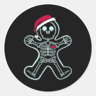 Sticker Rond Pain d'épices à rayons X Homme Squelette Noël Infi