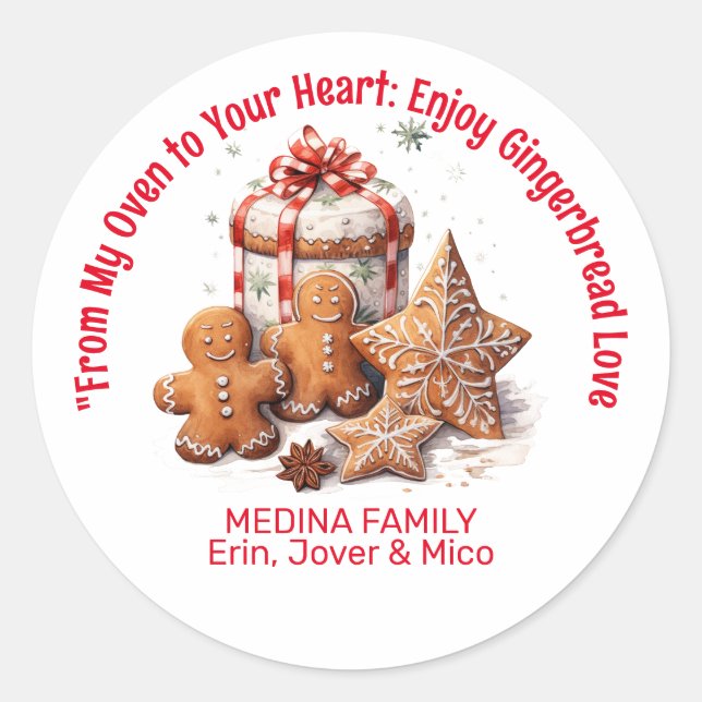 Sticker Rond Pain d'épices amour Noël (Devant)