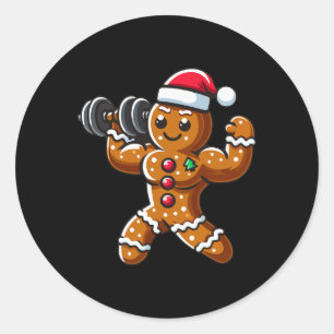 Sticker Rond Pain d'épices de Noël Entraînement Homme haltérant