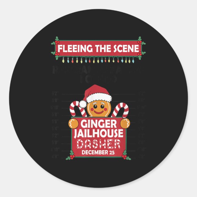 Sticker Rond Pain d'épices de Noël Homme Ginger Jailhouse Fuir (Devant)