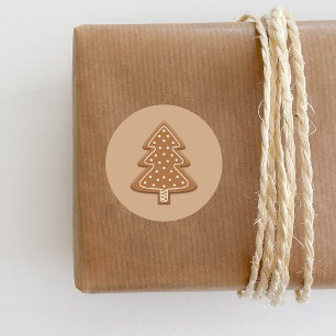 Sticker Rond Pain d'épices - Forme d'arbre de Noël Cookie