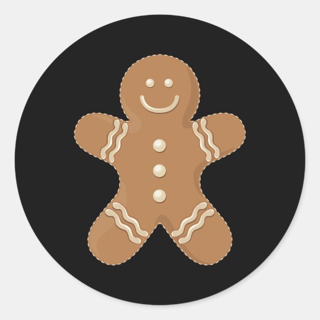 Sticker Rond Pain d'épices Homme Cookie Biscuit Fun Nourriture  (Devant)