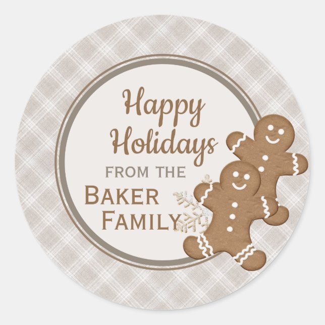 Sticker Rond Pain d'épices Homme Plaid Christmas Holiday Cookie (Devant)