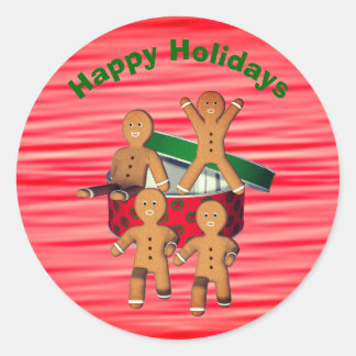 Sticker Rond Pain d'épices Hommes Noël