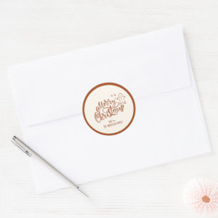 Sticker Rond Pain d'épices Joyeux Noël Bow Neutre Beige