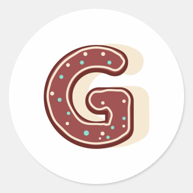 Sticker Rond Pain d'épices Noël Lettre initiale de monogramme G (Devant)