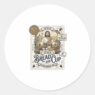Sticker Rond Pain Et Coupe Jésus Communion Foi Chrétienne Vint