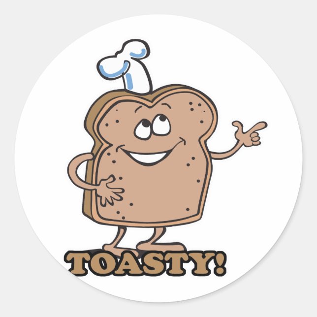 Sticker Rond Pain grillé heureux toasté (Devant)