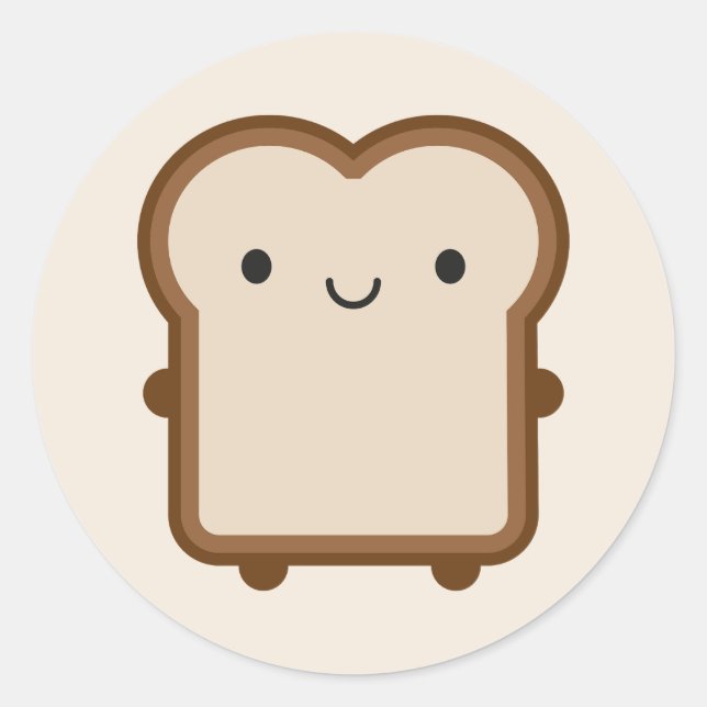 Sticker Rond Pain Kawaii / Toast (Devant)
