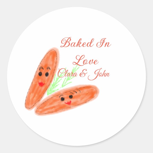 Sticker Rond pain orange couple emoji cuit dans l'amour ajouter (Devant)