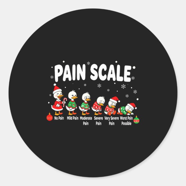 Sticker Rond Pain Scale Christmas Goose Funny Nurse Christmas I (Devant)