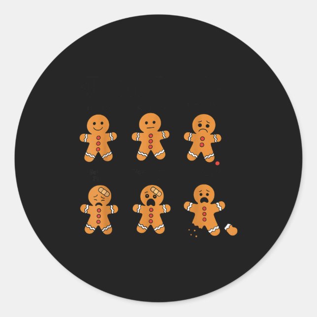 Sticker Rond Pain Scale Funny Gingerbread Man Christmas Nurse H (Devant)