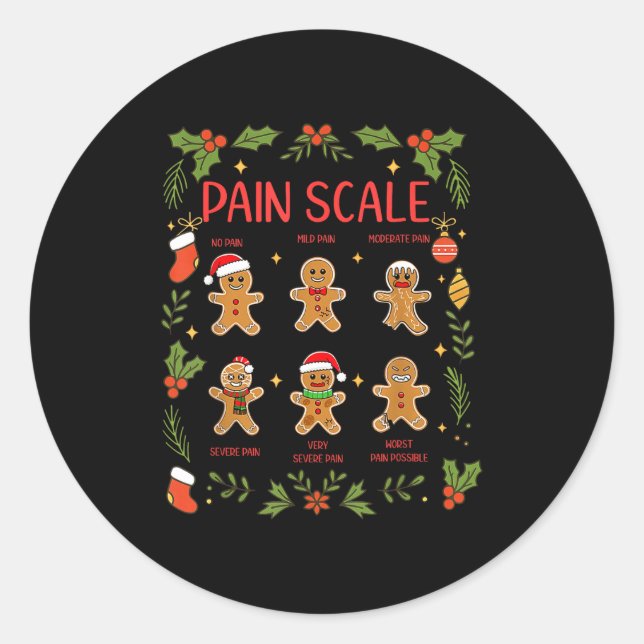 Sticker Rond Pain Scale Gingerbread Essment Rn Er Nurse Christm (Devant)