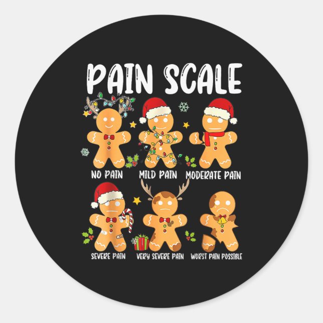 Sticker Rond Pain Scale Gingerbread Trauma Nurse Christmas Nurs (Devant)