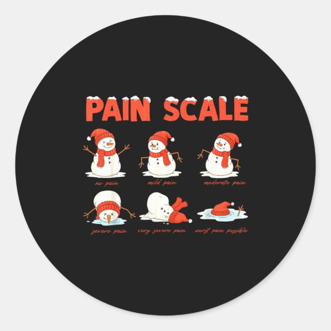 Sticker Rond Pain Scale Snowman Funny Nurse Christmas Icu Nurse (Devant)