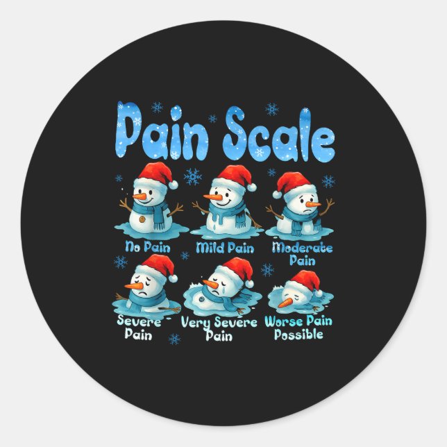 Sticker Rond Pain Scale Snowman Healthcare Worker Pain Essment  (Devant)