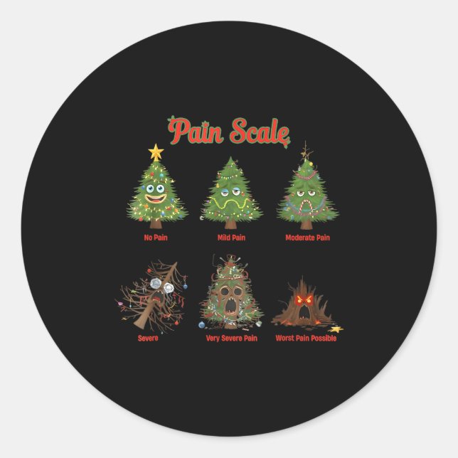 Sticker Rond Pain Scale Snowman Nurse Christmas Tree Snow Pajam (Devant)