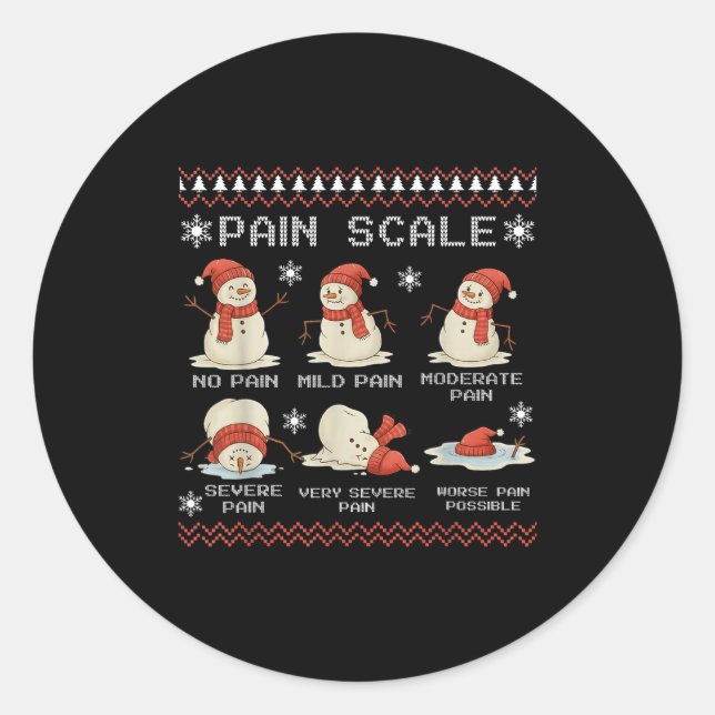 Sticker Rond Pain Scale Snowman Pain Essment Trauma Nurse Ugly  (Devant)