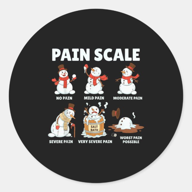 Sticker Rond Pain Scale Snowman Xmas Funny Nurse Christmas Icu  (Devant)