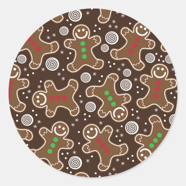 Sticker Rond Pains d'épices Brown Red Green Christmas (Devant)
