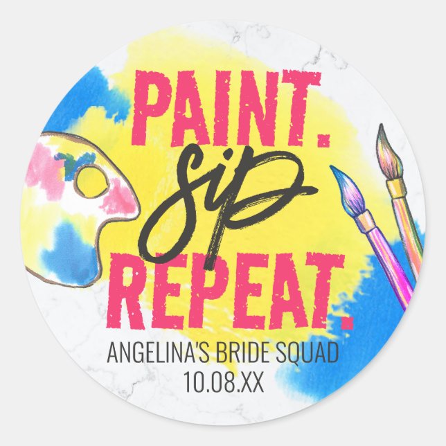 Sticker Rond Paint Party Brigade Bachelorette (Devant)