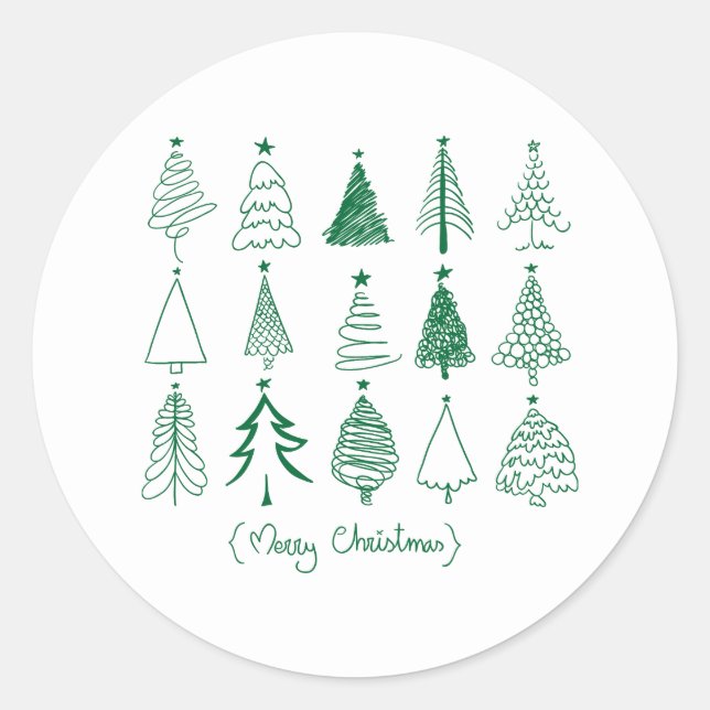 Sticker Rond Painted Christmas Tree  – Holiday Season Decor  (Devant)