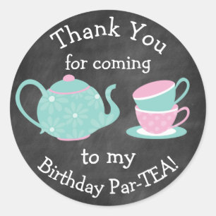 Sticker Rond Pair-thé d'anniversaire d'autocollants de thé