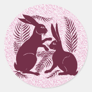 Sticker Rond Paire Art nouveau de lapins De Morgan et Morris