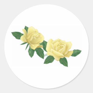 Sticker Rond Paire de roses jaune pâle