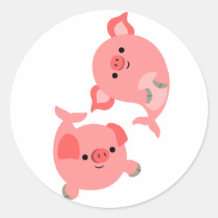 Sticker Rond Paire mignonne de cochons de carbone